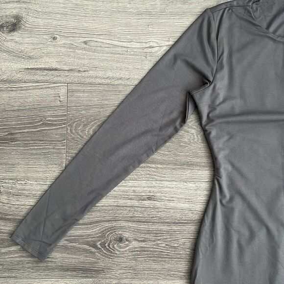 NAKED WARDROBE Extra Butter Long Sleeve Midi Dress Large Gray Bodycon Fall 90s - Picture 6 of 12